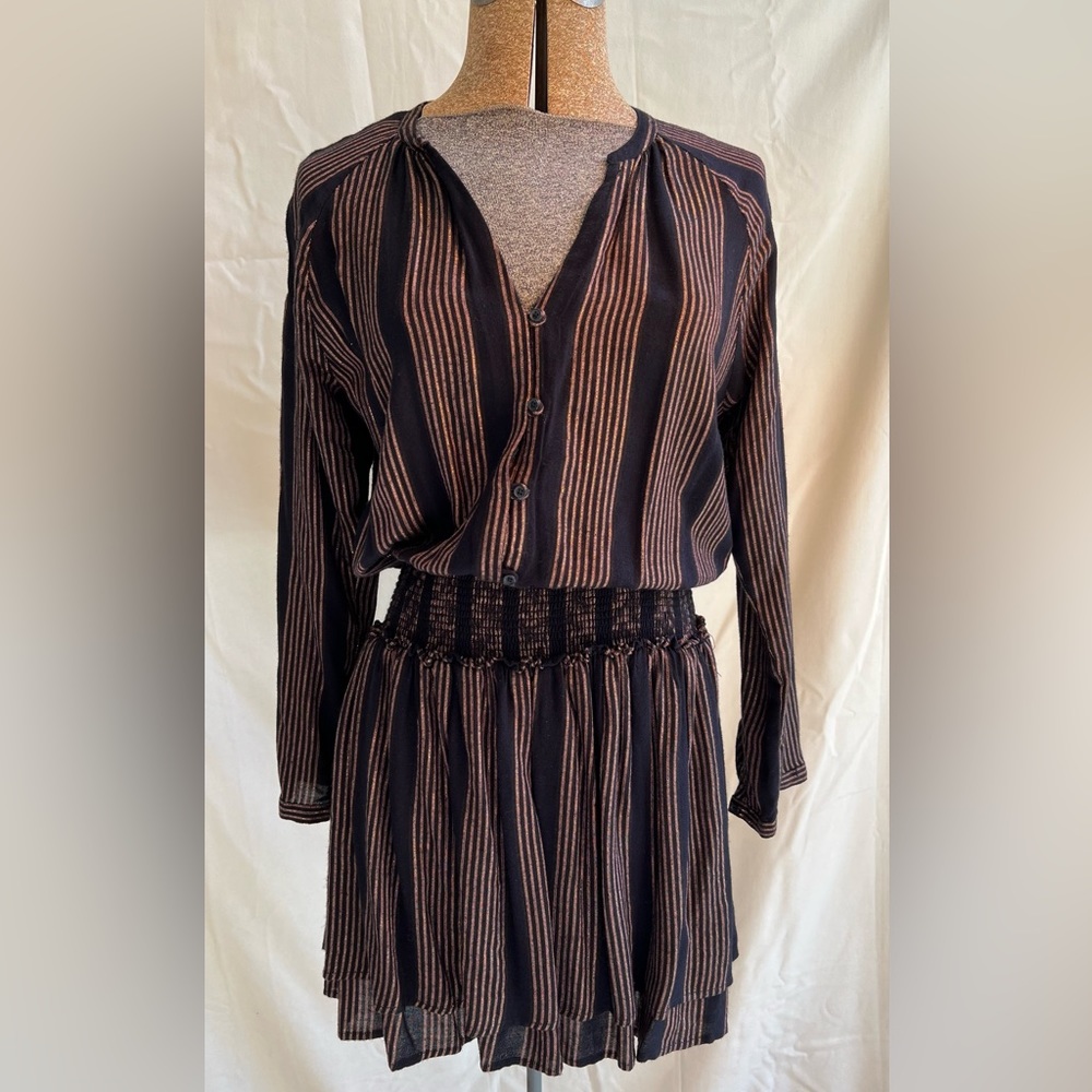 Rails Black and Copper Striped Dress